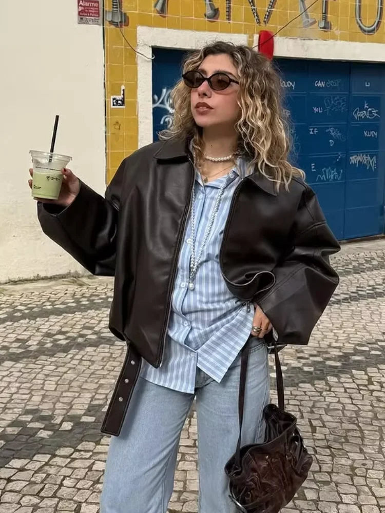 Leather Short Jacket Women