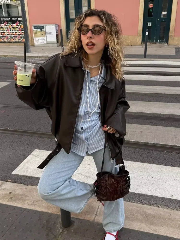 Leather Short Jacket Women