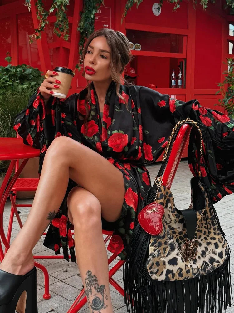 rose printed dress