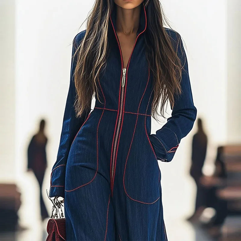 Elegant Zipper Waist  Romper
