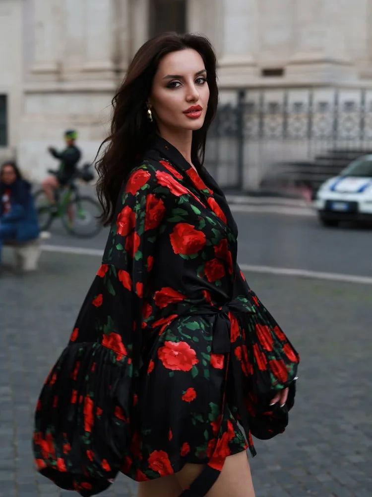 rose printed dress