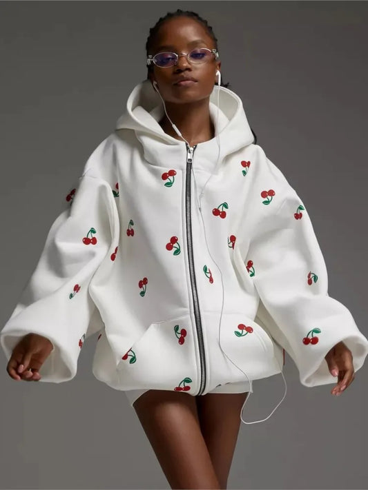 Women's Cherry Printed Sweatshirt