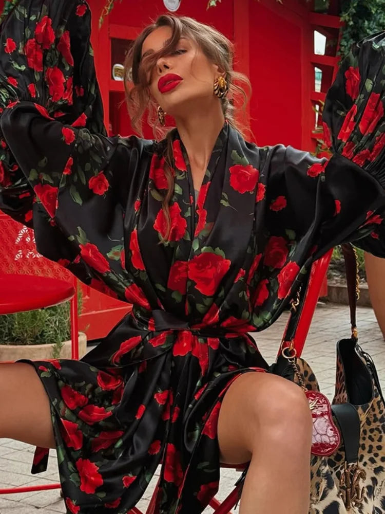 rose printed dress
