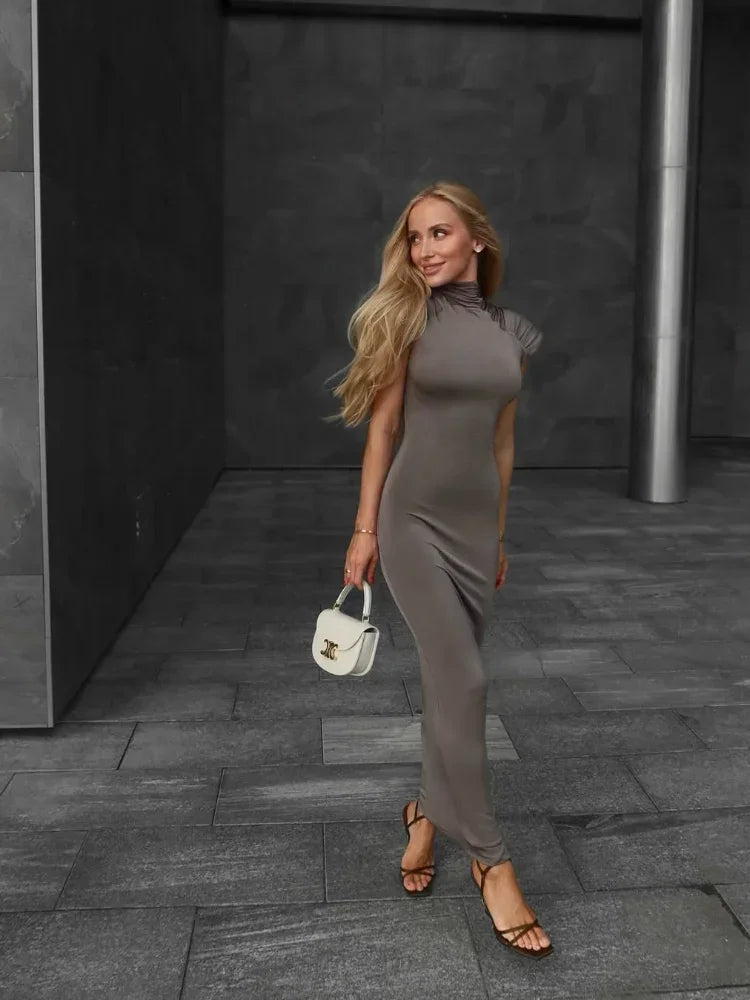 Grey Sleeve Maxi Dress