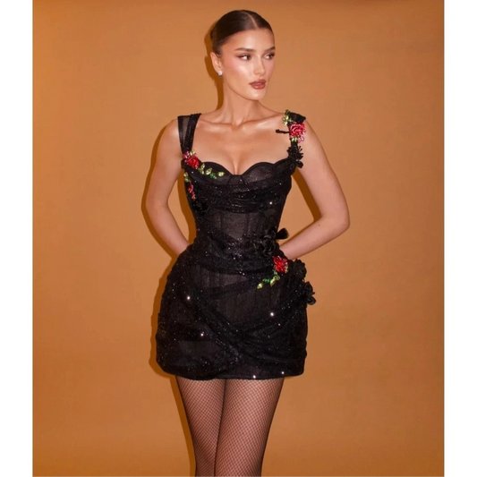 Flowers Prom Dresses Spaghetti Strap