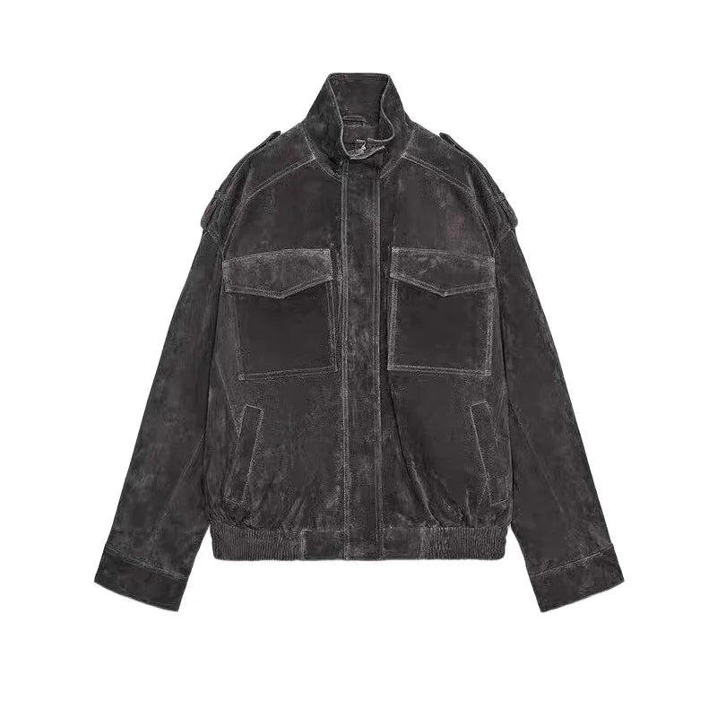 Bomber Zipper Pockets Coat