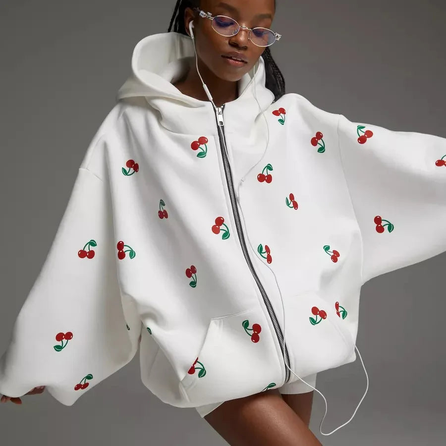 Women's Cherry Printed Sweatshirt