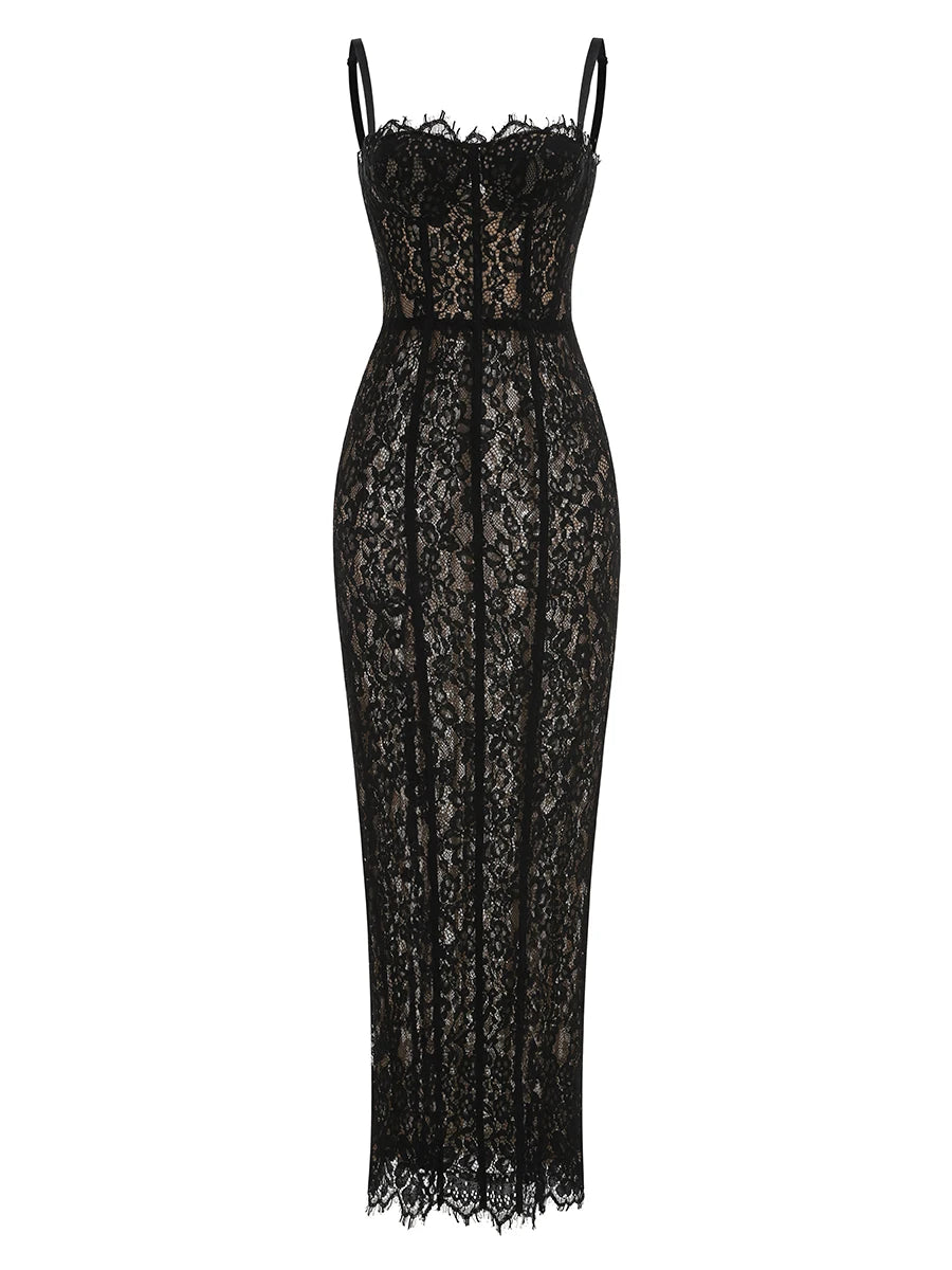Black Lace Patwork  Dress