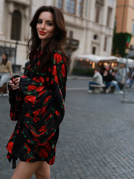 rose printed dress