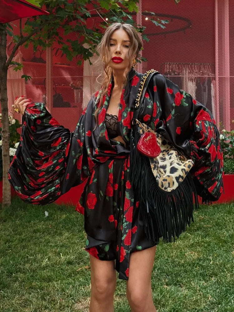 rose printed dress