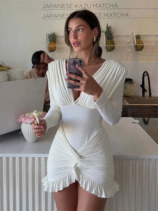 Mini Dress V-neck Body-shaping