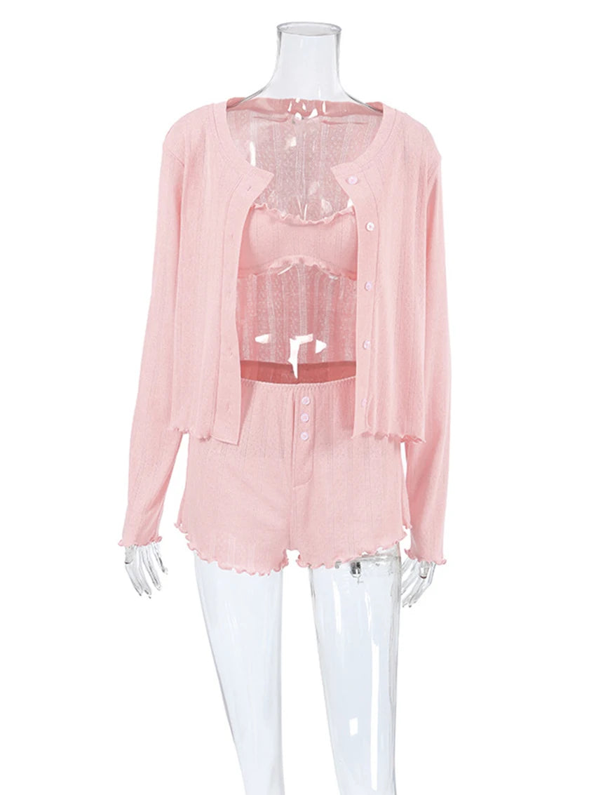 Women Sleepwear Pajamas 3 Piece Set