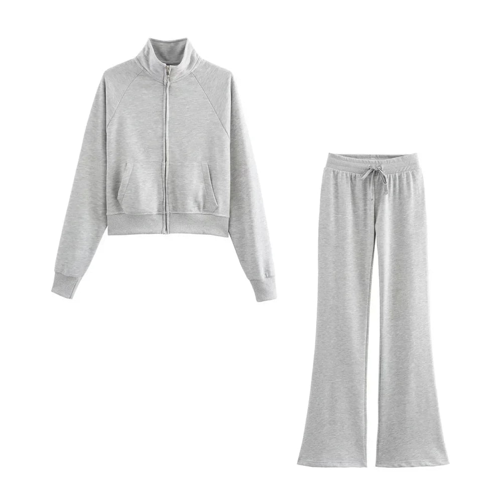 Casual Zipper Hoodie Set