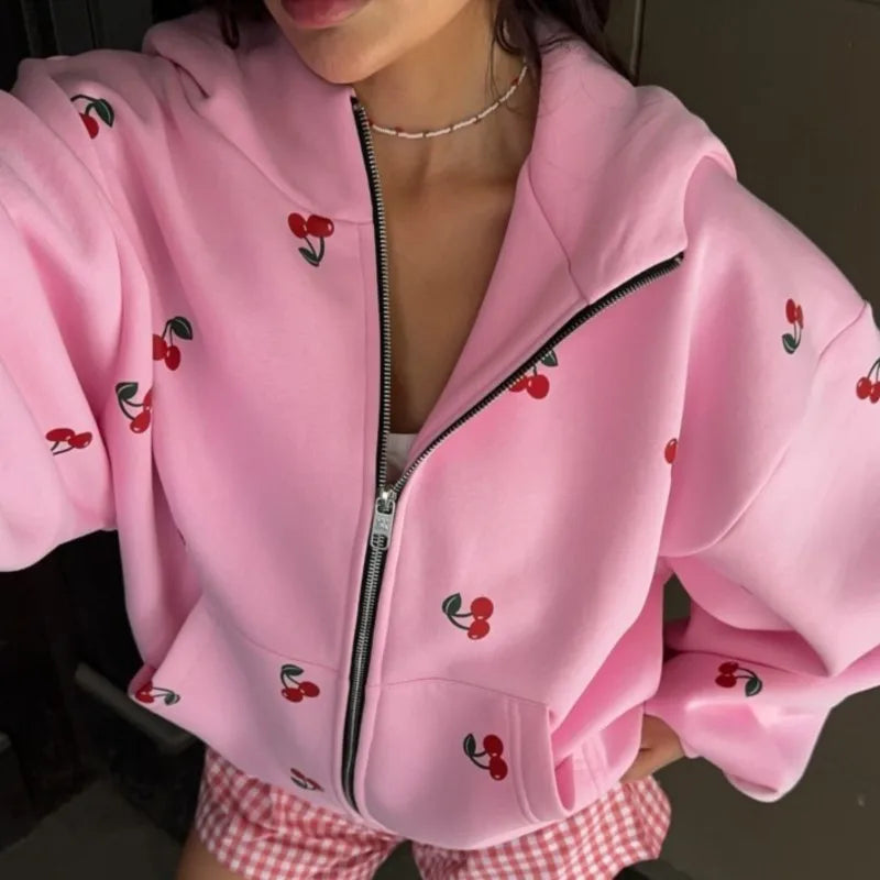 Women's Cherry Printed Sweatshirt